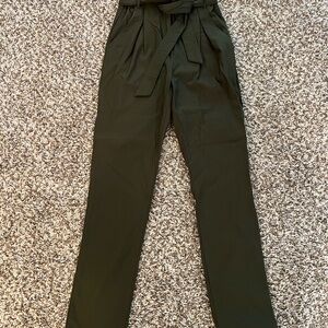 Elegant Olive Green High-Waisted Pants